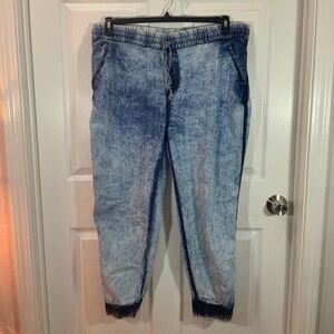 Thrill Acid Wash Jogger Elastic Waist Denim Hip Hop Plus Size 1X